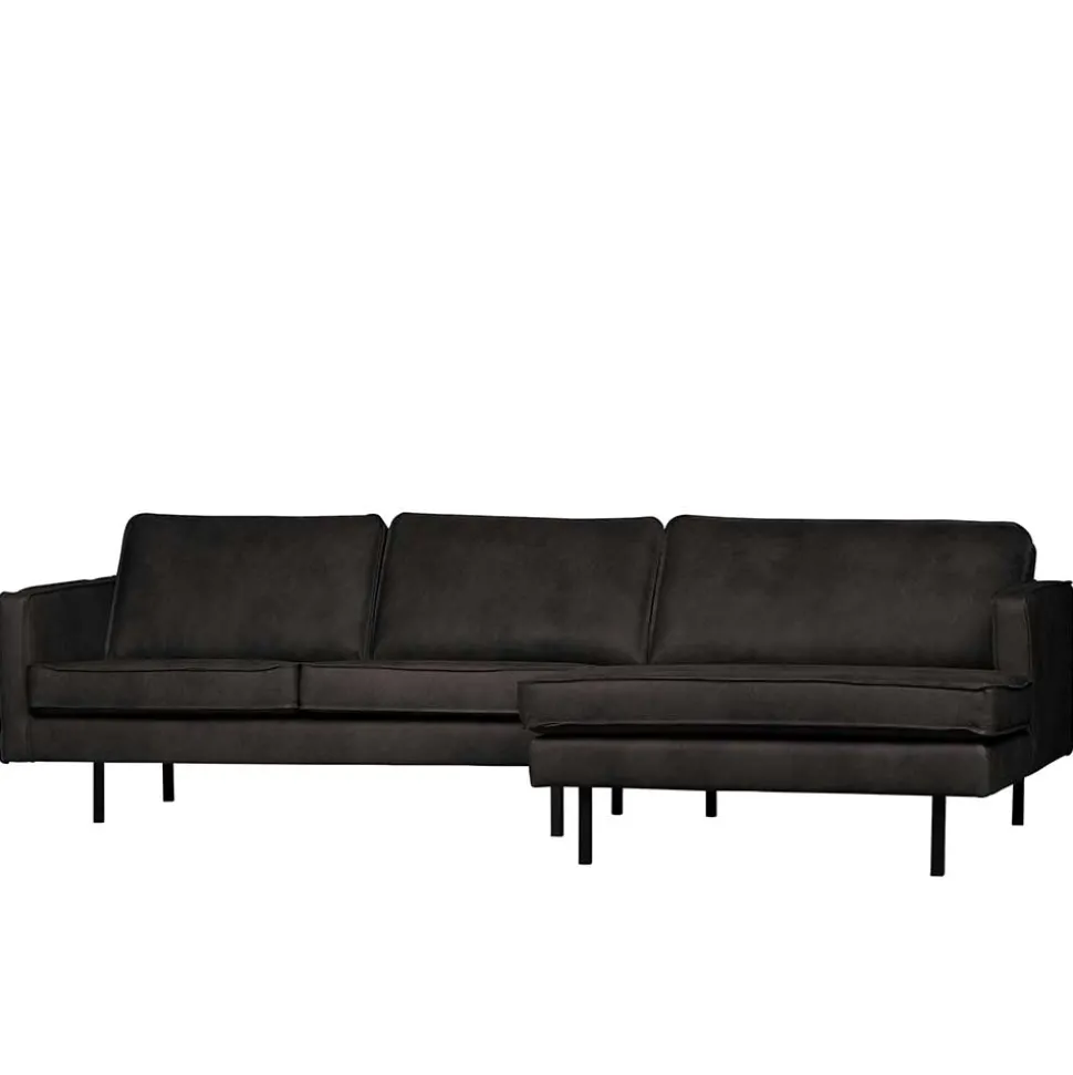 300x85x155 Retro Eckcouch in Schwarz - Avonita