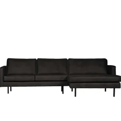 300x85x155 Retro Eckcouch in Schwarz - Avonita