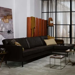 300x85x155 Retro Eckcouch in Schwarz - Avonita