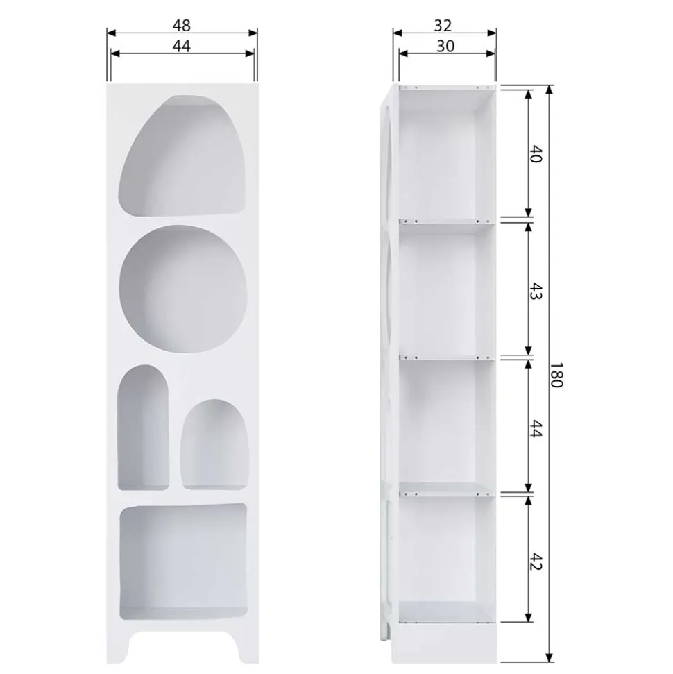 48x180x32 Retro Standregal mit 5 Fächern - Tom