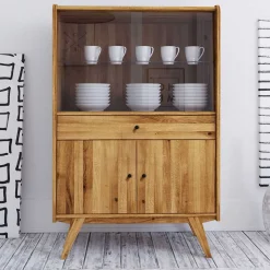 100x154x50 Retro Vitrinenschrank aus Wildeiche - Hardus