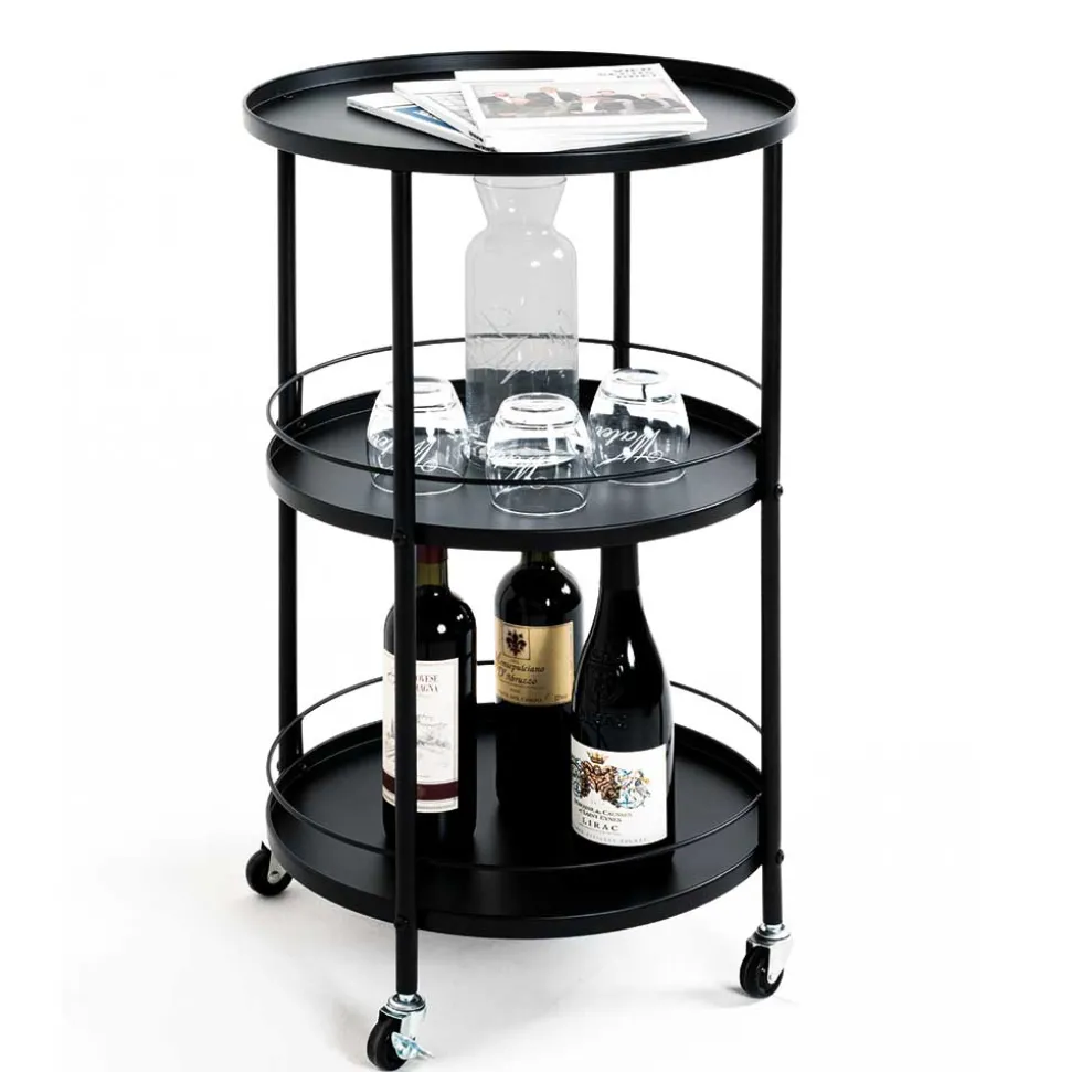 45x75x45 Runder Barwagen aus Metall - Stokes