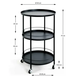 45x75x45 Runder Barwagen aus Metall - Stokes