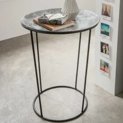 47x58x47 Runder Beistelltisch in Zinkfarben - Ebruar