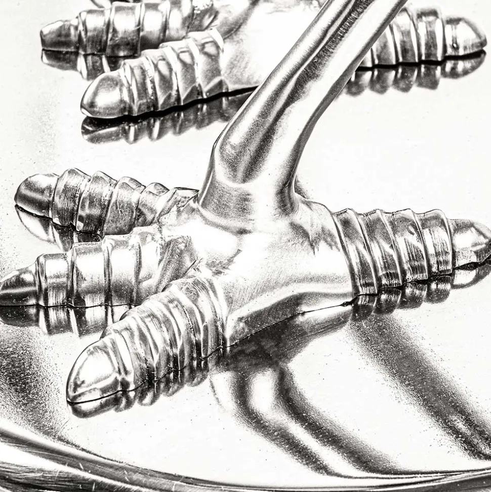 40x58x40 runder Glas Tisch mit Vogel Säulenfuß - Prasido