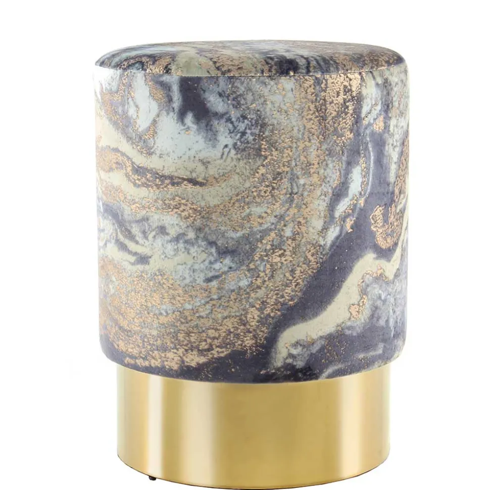 35x46x35 Samt Hocker mit Muster Hellblau - Crash