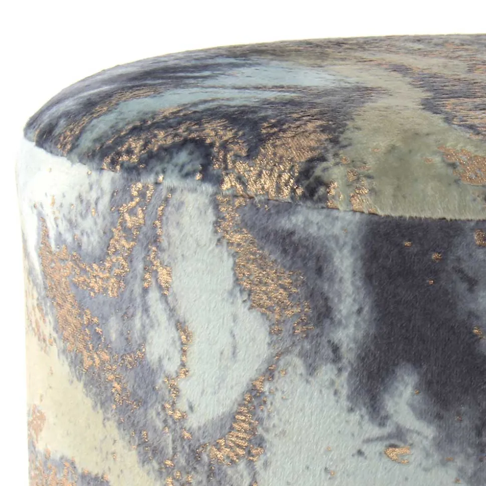 35x46x35 Samt Hocker mit Muster Hellblau - Crash