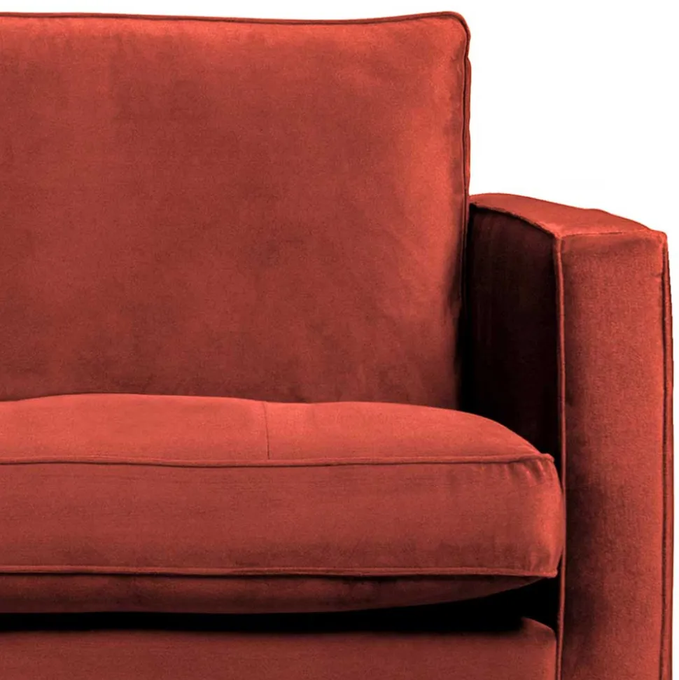 230x83x88 Samt Wohnzimmercouch in Kastanien Braun - Enzing