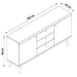 160x83x40 Scandi Anrichte zweifarbig - Cablos