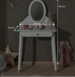 70x140x40 Schminkkonsole mit Spiegel & Schublade - Zimventa