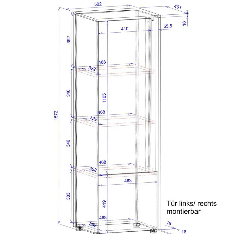 50x158x40 Schrank in Anthrazit mit Wildeiche - Ahilav