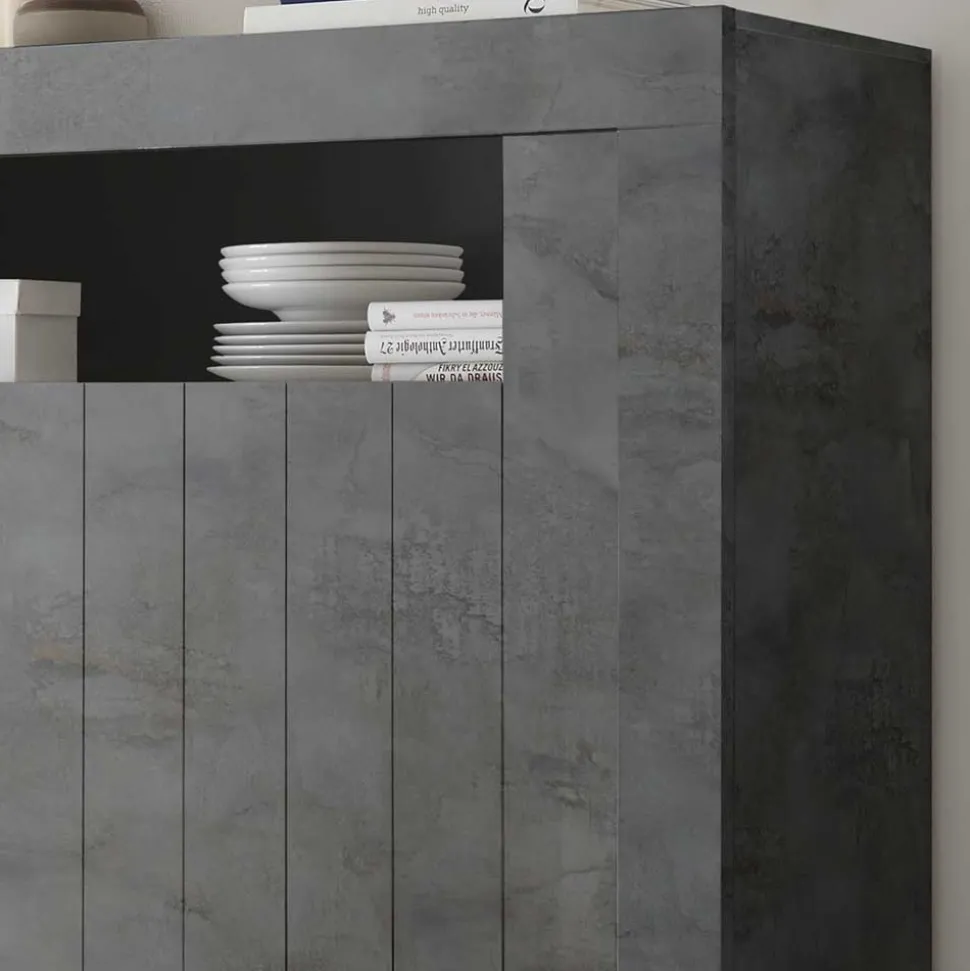 110x144x43 Schrank in Dunkelgrau Dekor - Zita