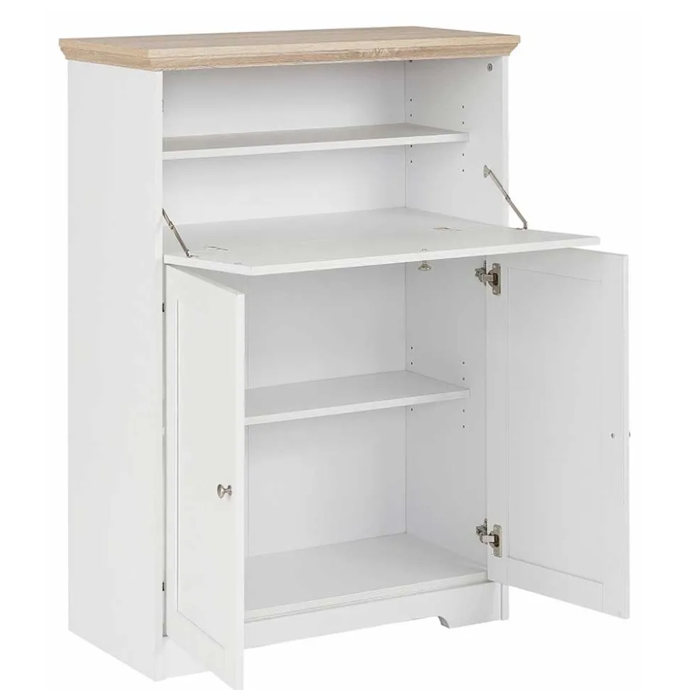 81x116x39 Schreibschrank Sekretär in Weiß - Akedra