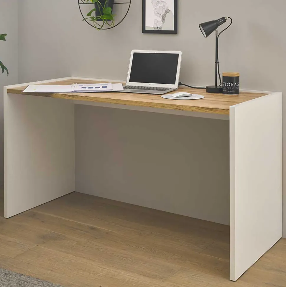 143x77x63 Schreibtisch in Wildeiche NB & Weiß - Nonessia
