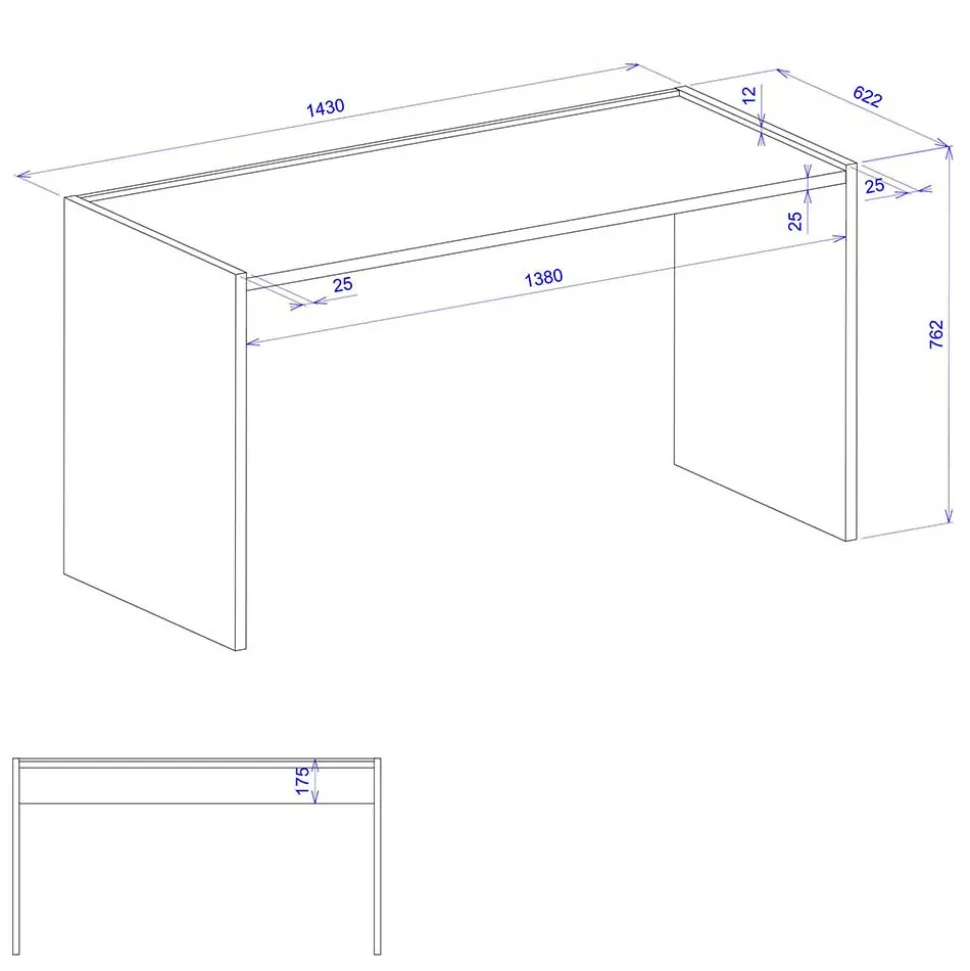 143x77x63 Schreibtisch in Wildeiche NB & Weiß - Nonessia