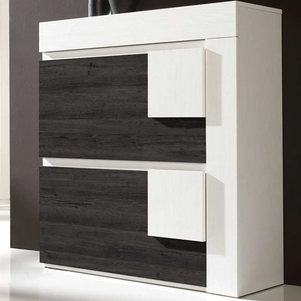 90x94x30 Schuhklapper in Weiß & Schwarzgrau - Celorma