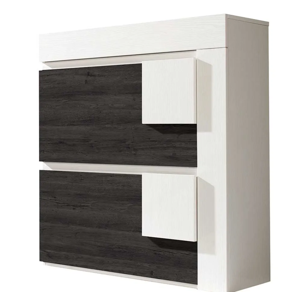 90x94x30 Schuhklapper in Weiß & Schwarzgrau - Celorma