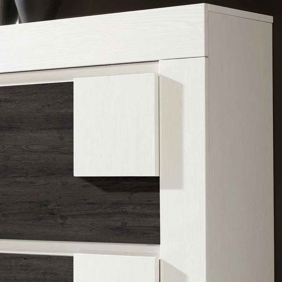 90x94x30 Schuhklapper in Weiß & Schwarzgrau - Celorma