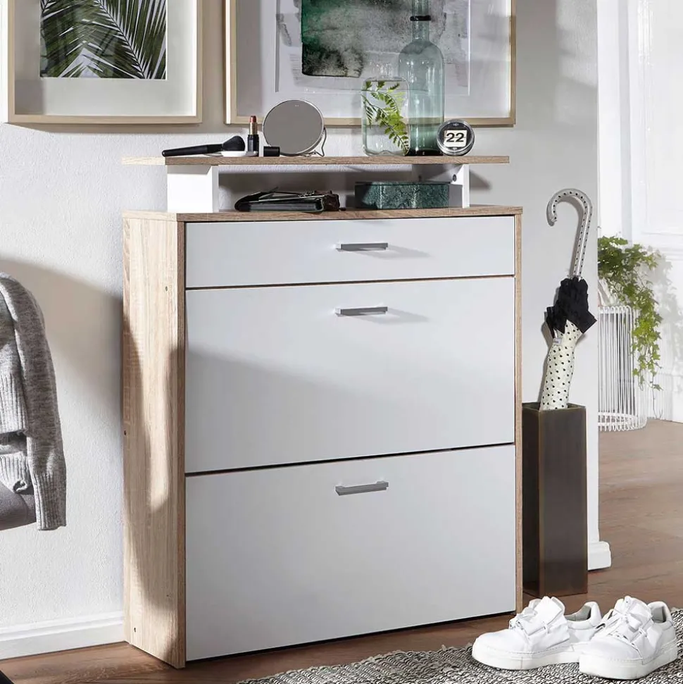 80x95x24 Schuhkommode mit zwei Klappen & Schublade - Crimera