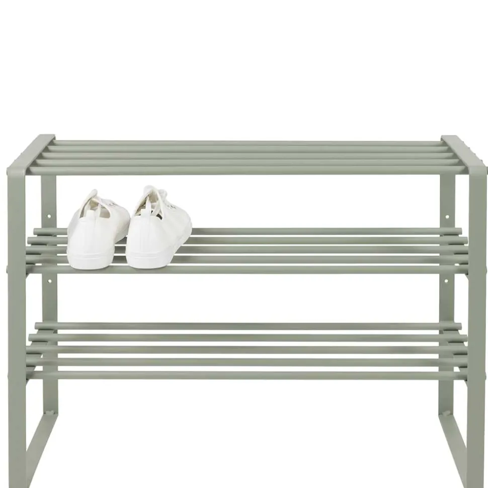 70x49x29 Schuhregal aus Stahl in Graugrün - Citro