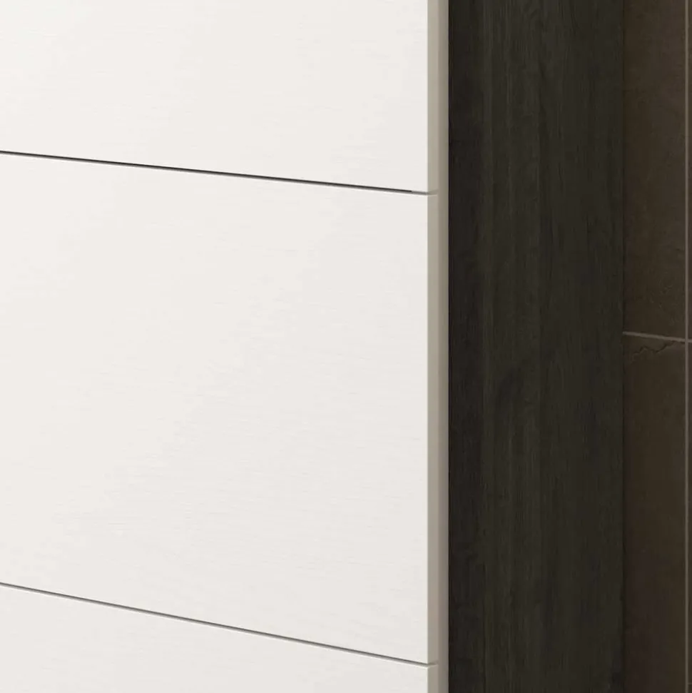 80x120x27 Schuhschrank in Weiß & Schwarzgrau - Burano