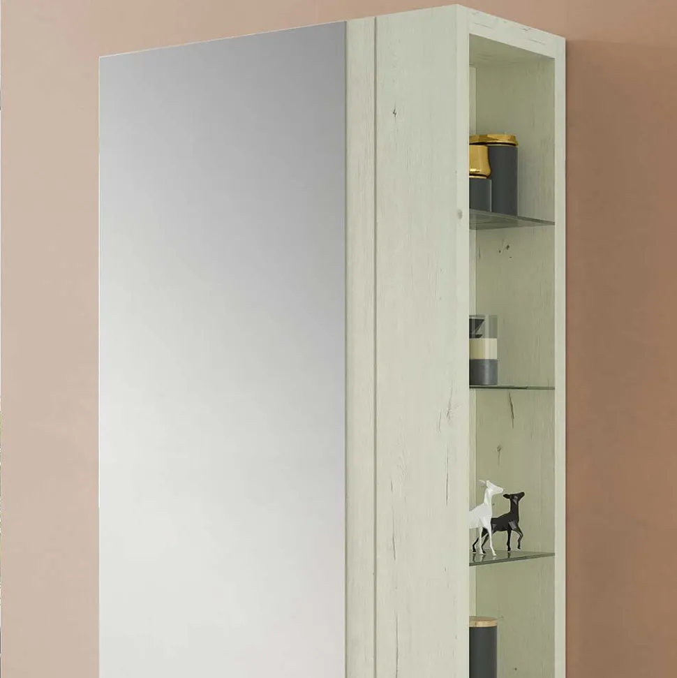 63x180x35 Schuhschrank mit Seitenregal & Spiegeltür - Bizkaia