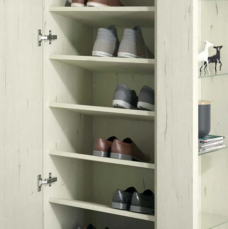 63x180x35 Schuhschrank mit Seitenregal & Spiegeltür - Bizkaia