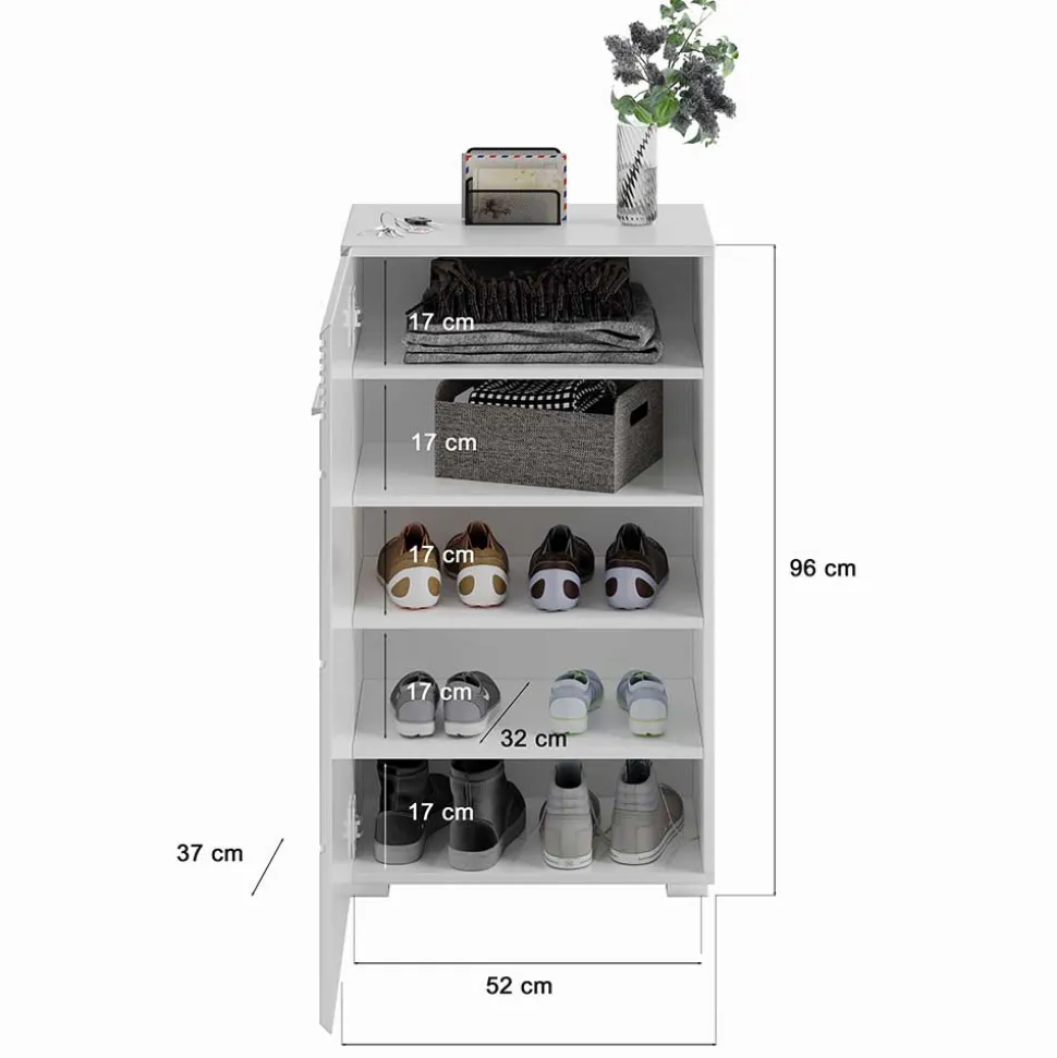 55x96x37 Schuhschrank mit Tür - Sumatra