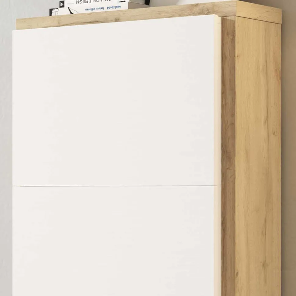 60x154x27 Schuhschrank mit vier Klappfächern - Cernal