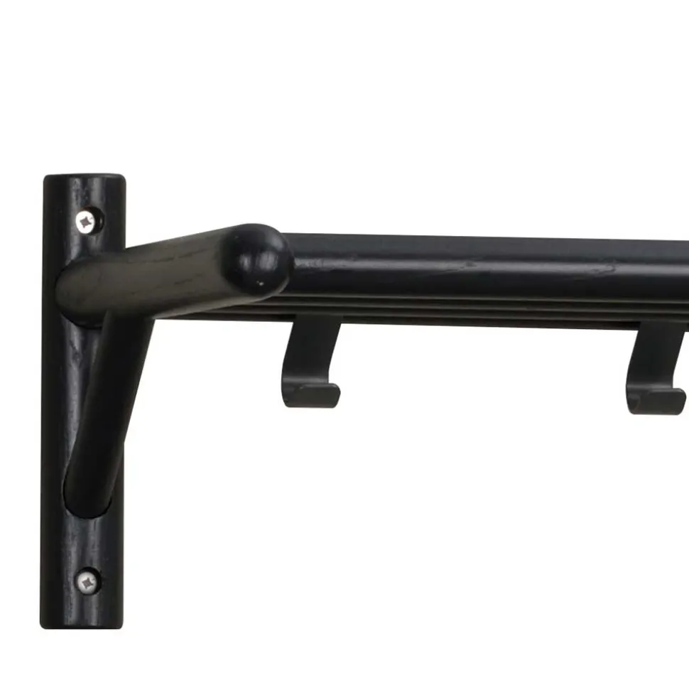 80x19x33 Schwarze Holz-Garderobe mit Ablage - Evlinu