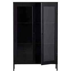 100x155x40 Schwarze Vitrine mit Doppeltür - Neptunus