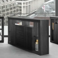 172x102x42 Schwarzes Sideboard in Holzoptik - Bihar