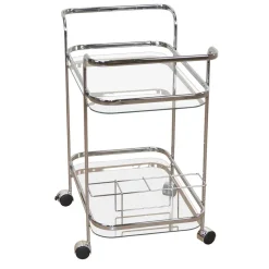 69x75x44 Servierwagen aus Glas & Chrom - Malga
