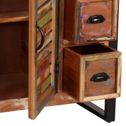 120x80x35 Shabby Chic Kommode aus buntem Altholz - Vosbadus