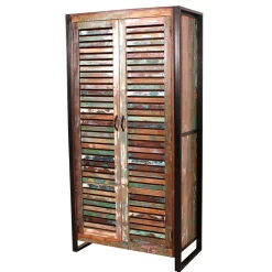 90x180x45 Shabby Chic Schrank mit 2 Lamellentüren - Vosbadus