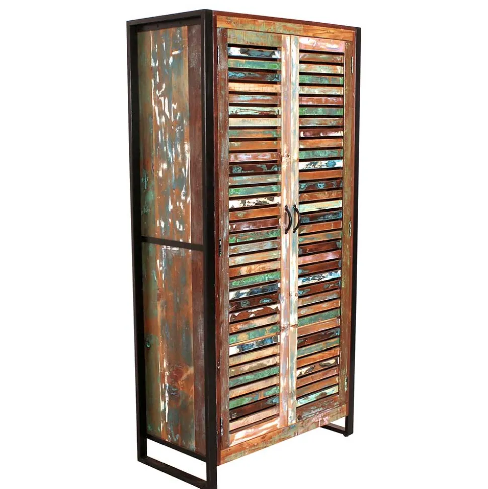 90x180x45 Shabby Chic Schrank mit 2 Lamellentüren - Vosbadus