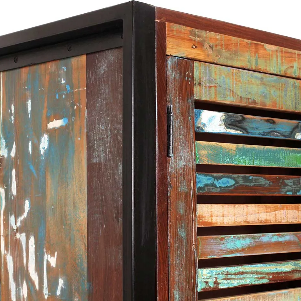 90x180x45 Shabby Chic Schrank mit 2 Lamellentüren - Vosbadus