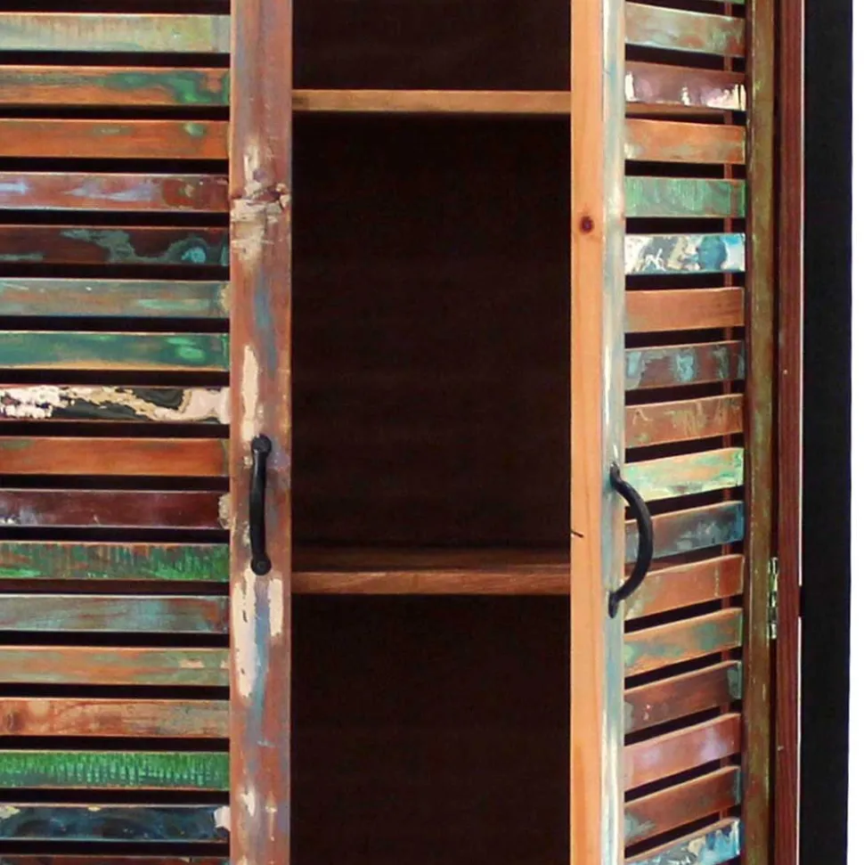 90x180x45 Shabby Chic Schrank mit 2 Lamellentüren - Vosbadus