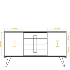 160x90x50 Sideboard in Nussbaumfarben lackiert - Nadelle
