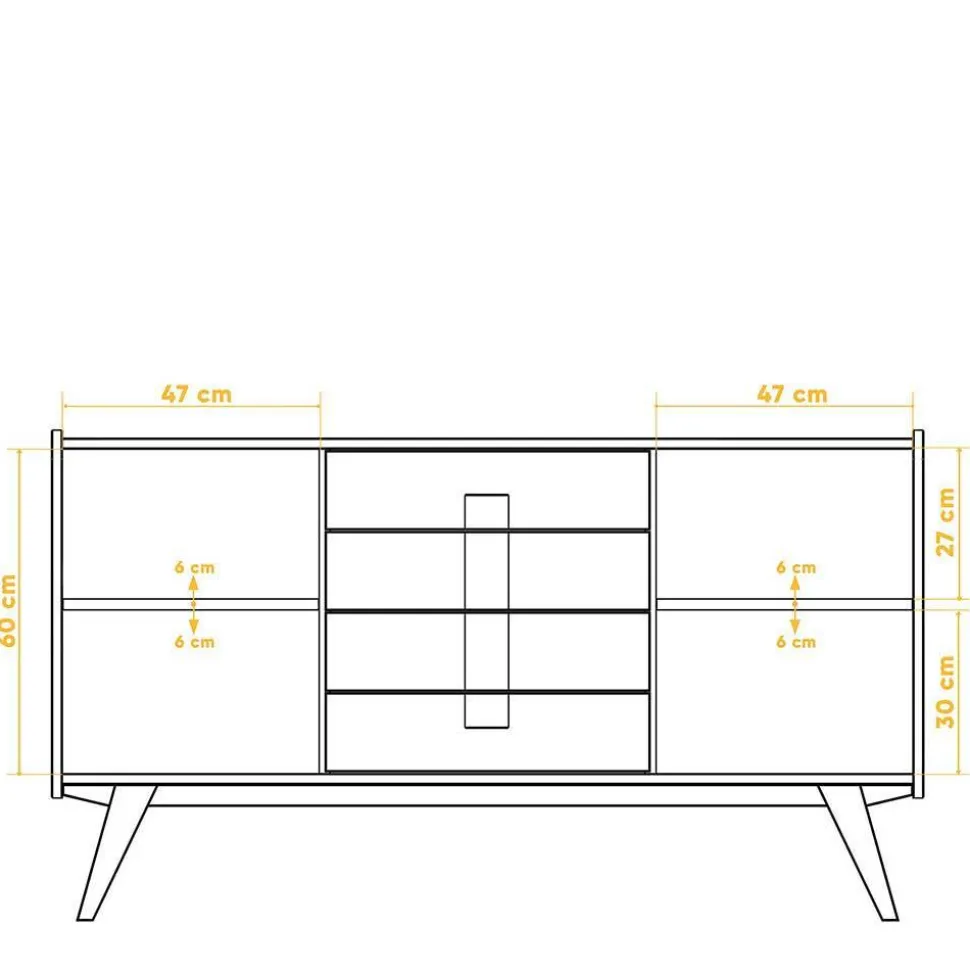 160x90x50 Sideboard in Nussbaumfarben lackiert - Nadelle