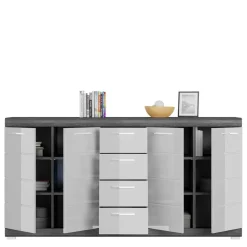 165x85x37 Sideboard in Weiß HG & Grau - Nancys