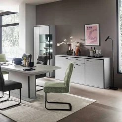 183x89x44 Sideboard in Weiß mit Schwarzgrau - Loazin