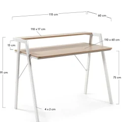 115x91x60 Skandi Schreibtisch mit Aufsatz - Shining