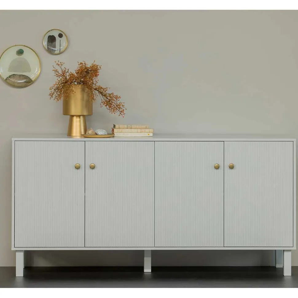 160x78x46 Skandi Sideboard 4-türig in Grau - Huvina