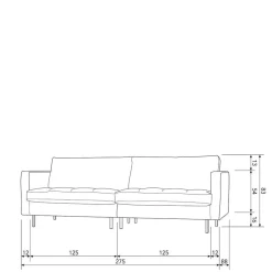 275x83x88 Sofa mit blauem Bezug aus Samt - Cumagon