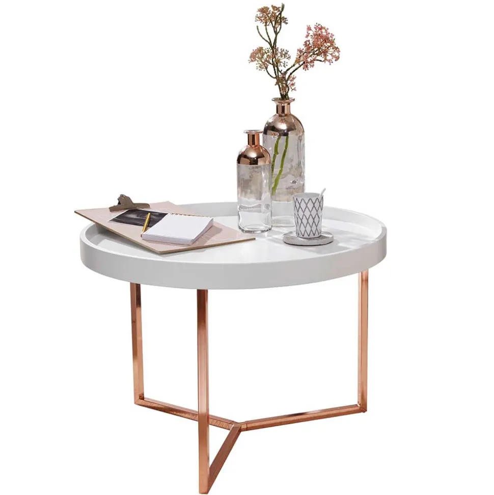 59x42x59 Sofatisch in Weiß & Kupfer - Mamoud
