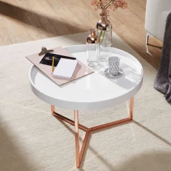 59x42x59 Sofatisch in Weiß & Kupfer - Mamoud