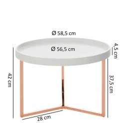 59x42x59 Sofatisch in Weiß & Kupfer - Mamoud