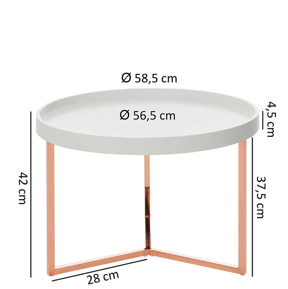 59x42x59 Sofatisch in Weiß & Kupfer - Mamoud