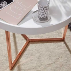 59x42x59 Sofatisch in Weiß & Kupfer - Mamoud